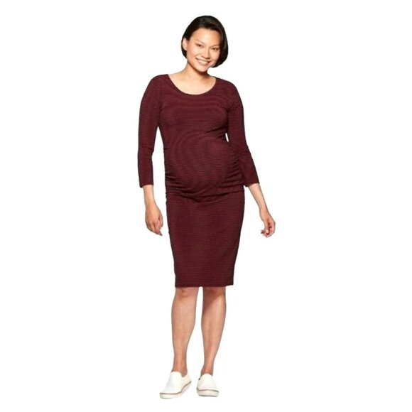 ISABEL MATERNITY Dress 3/4 Sleeve Stretch Shirred Side T-Shirt Pregnancy - Picture 1 of 10